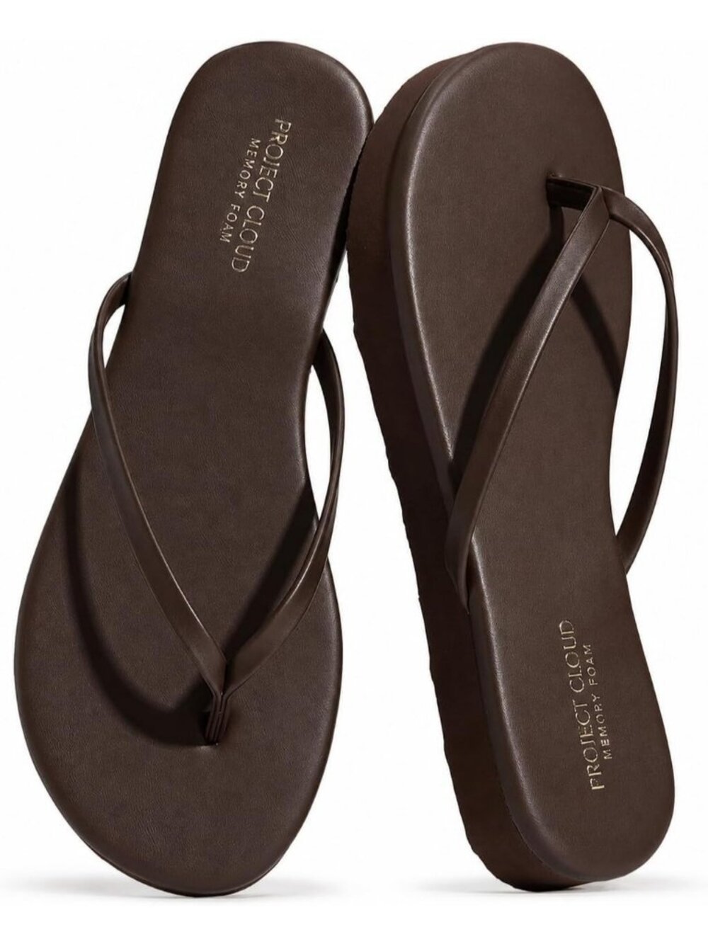 Women's Dark Choco Summer Lightweight Memory Foam Insole Flip Flops Sandals
